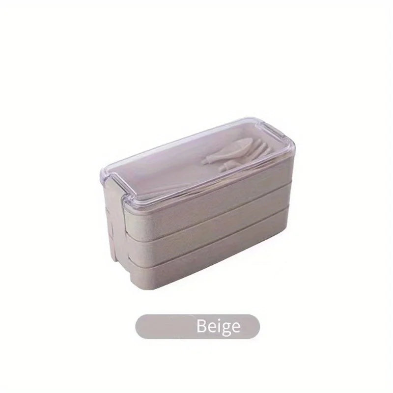 3-In-1 Portable Reusable Bento Box With Spoon And Fork