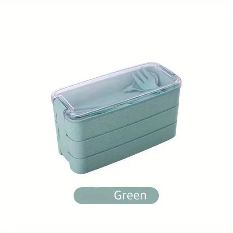 3-In-1 Portable Reusable Bento Box With Spoon And Fork