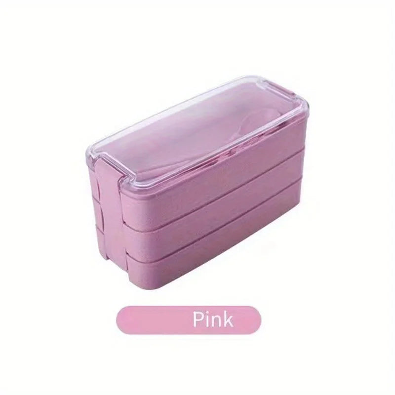 3-In-1 Portable Reusable Bento Box With Spoon And Fork