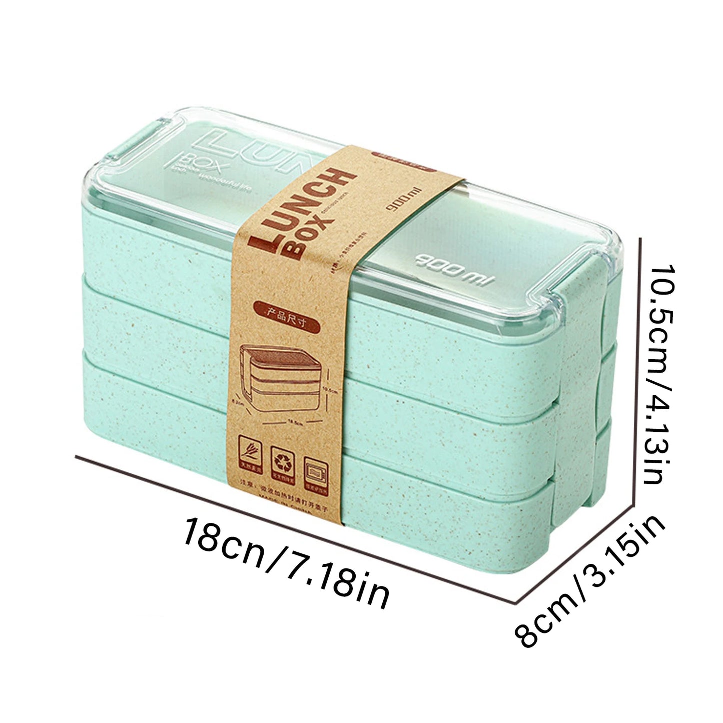 3-In-1 Portable Reusable Bento Box With Spoon And Fork